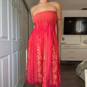 Lapis Red Convertible Strapless Dress / Skirt`